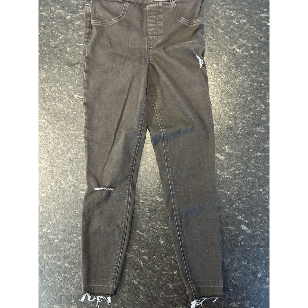#13‎ Spanx Jeggings Womens M Black High Rise Distressed Raw Hem Skinny Ankle